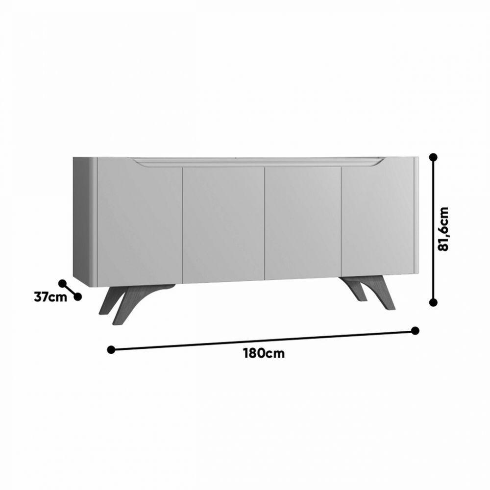 Buffet Grécia 4 Portas Com Pés Em Madeira Maciça Mavaular - 2