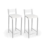 Banqueta Sala de Jantar Gênova 2B705CR Kit 2 Un Cromado/Courano Branco - Kappesberg - 1