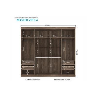 Guarda Roupa Casal Master Vip 8.4 8 Portas de Bater 4 Gavetas Atacama Santos Andirá