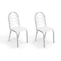 Cadeira Sala de Jantar Holanda 2C009 Kit 2 Un Cromado/Courano Branco - Kappesberg - 1