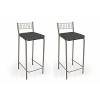 Banqueta Sala de Jantar Gênova 2B705NK Kit 2 Un Níquel/Courano Preto - Kappesberg - 1