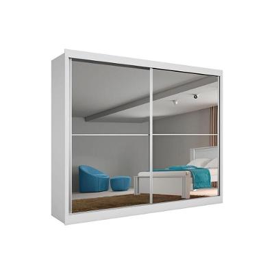 Guarda Roupa Casal Verona Plus 2 Portas de Correr 3 Gavetas Branco com Espelho