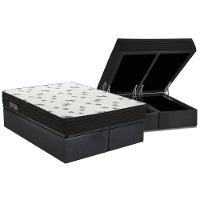 Cama Box Baú Queen: Colchão Espuma D45 Ortobom Light Saúde OrtoPillow + Base CRC Suede Gray(158x198) - 1