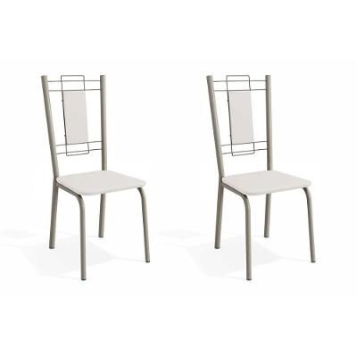 Cadeira Sala de Jantar Florença 2C005NK Kit 2 Un Níquel/Courano Branco - Kappesberg
