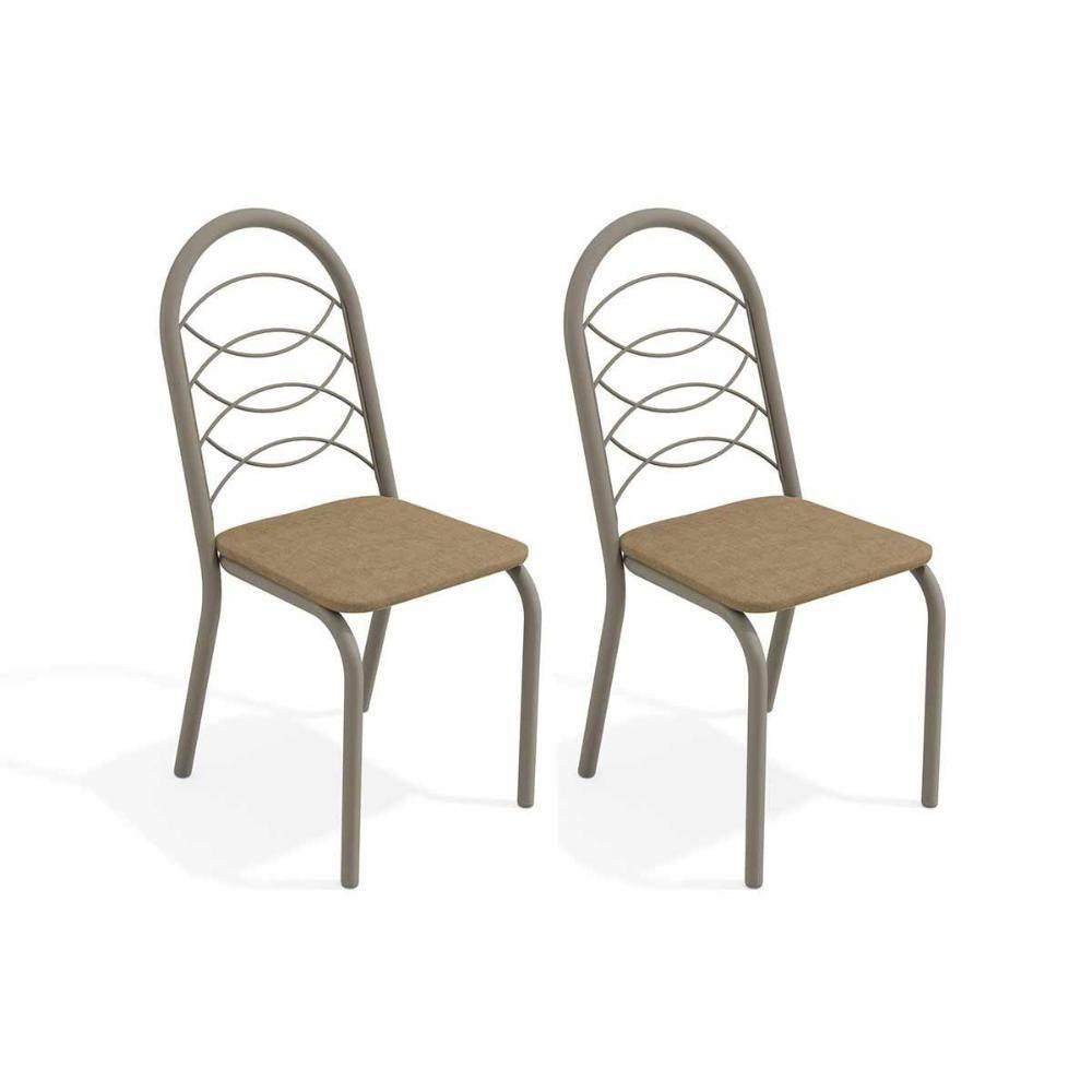 Kit 2 Cadeiras Sala Jantar Holanda 2C009NK  2 Un Níquel/Linho Capuccino - Kappesberg - 1