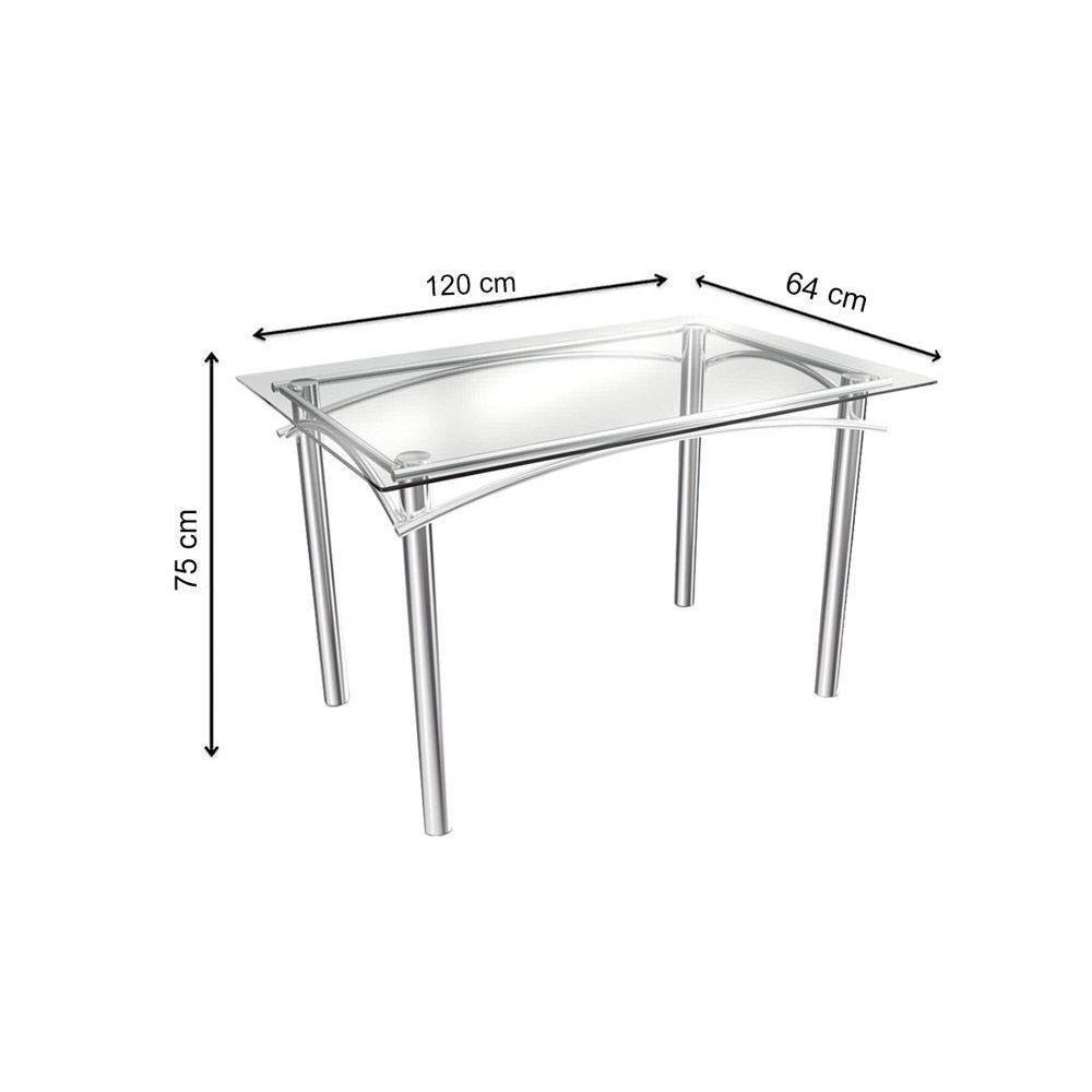 Sala de Jantar Completa Elba c/ Tampo Vidro 120cm + 4 Cadeiras Florença Cromado/Courano Preto - Kappesberg - 2