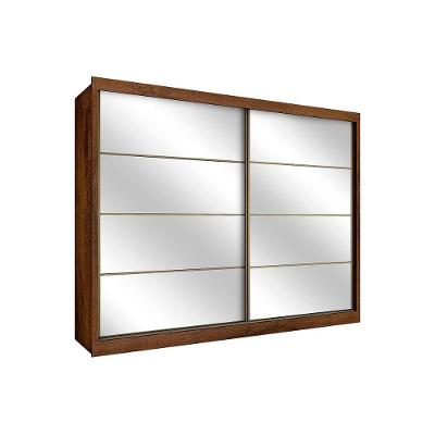 Guarda Roupa Casal Sevilha Braúna 2 Portas de Correr 6 Gavetas MDF Móveis Europa