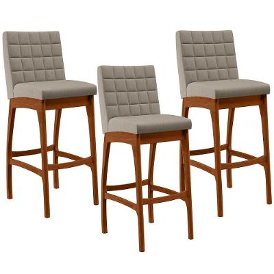 Kit 03 Banquetas Altas Para Cozinha B04 Bege