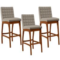 Kit 03 Banquetas Altas Para Cozinha B04 Bege - 1