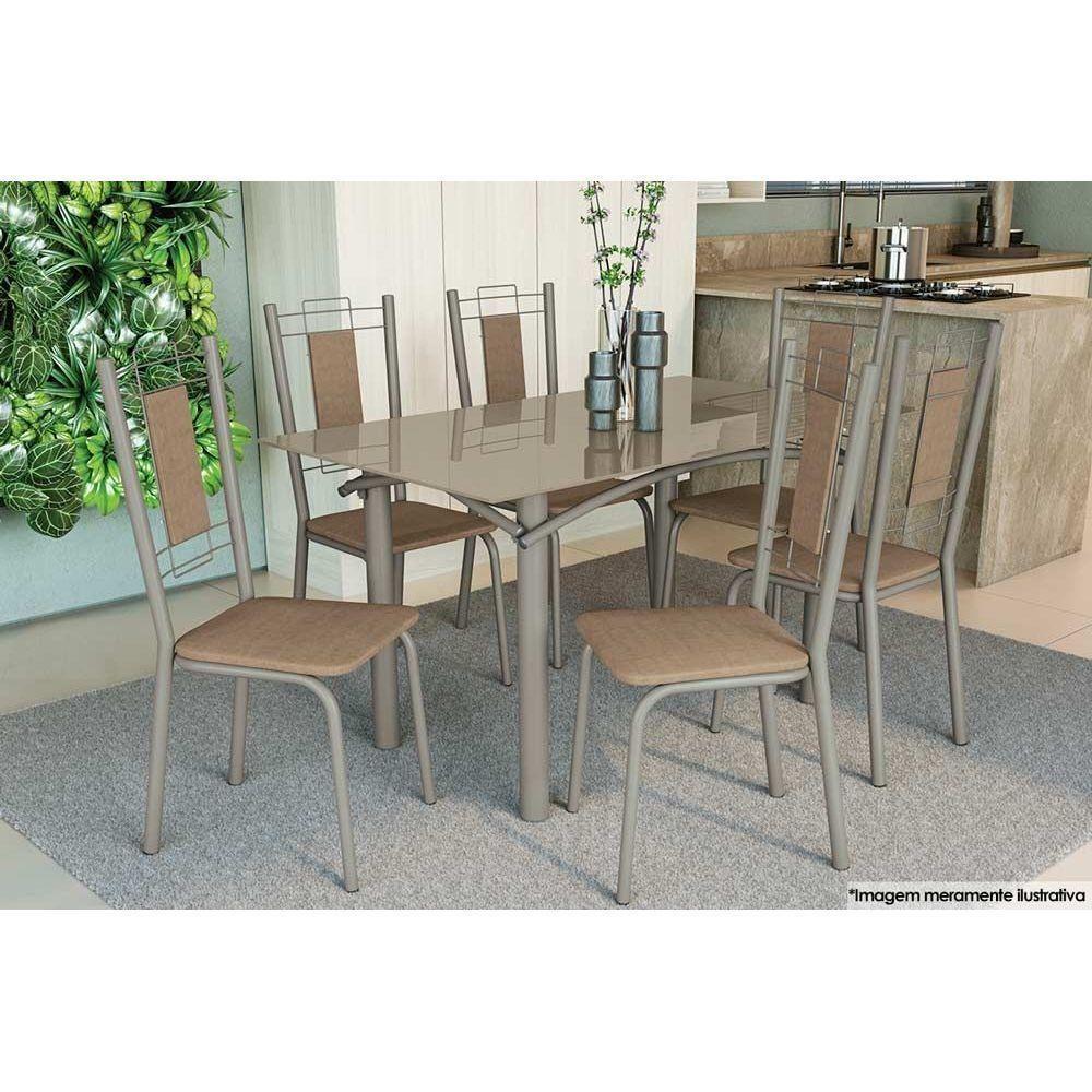 Cadeira Sala de Jantar Florença 2C005NK Kit 2 Un Níquel/Linho Capuccino - Kappesberg - 2