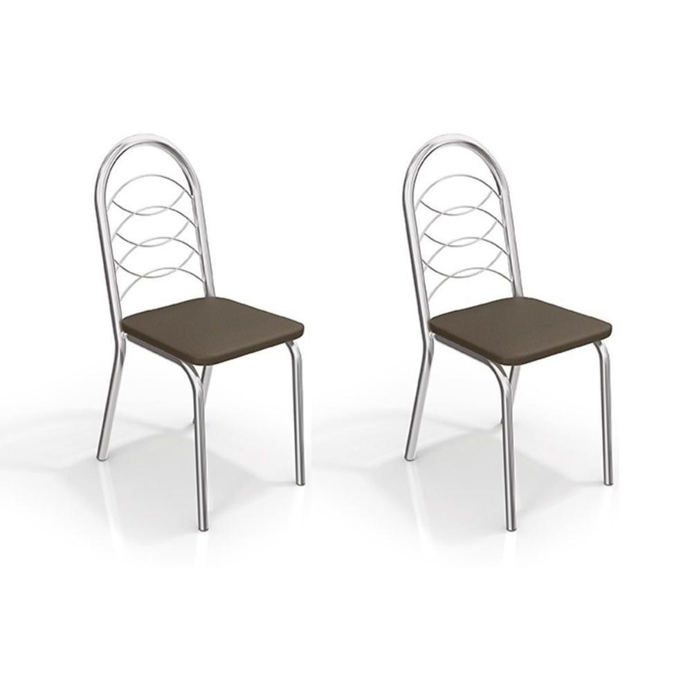 Cadeira Sala de Jantar Holanda 2C009 Kit 2 Un Cromado/Courano Marrom - Kappesberg - 1