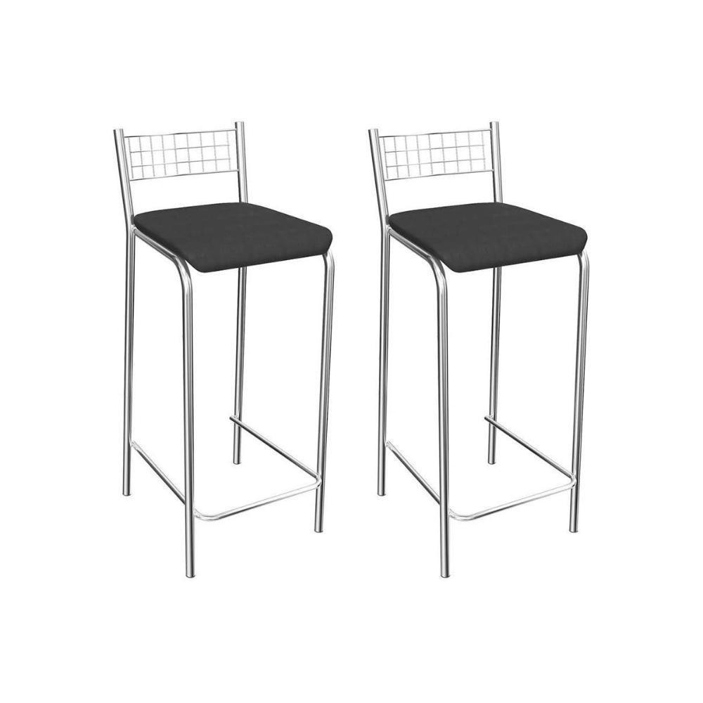 Banqueta Sala de Jantar Gênova 1B705CR 2 Un Cromado/Courano Preto - Kappesberg - 1