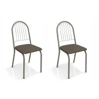 Kit 2 Cadeiras de Cozinha Noruega 2C077NK  2 Un Níquel/Courano Marrom - Kappesberg - 1