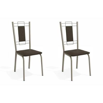Kit 2 Cadeiras Sala Jantar Florença 2C005NK  2 Un Níquel/Courano Marrom - Kappesberg