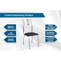 Conjunto: Mesa Sala Jantar Amur c/ Tampo Vidro 120cm + 4 Cadeiras Munique Cromado/Courano Preto - Kappesberg - 3