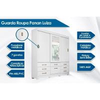 Guarda Roupa Casal 3 Portas de Correr e 7 Gavetas c/ Espelho Luiza Avelã/Off White - Panan