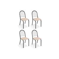 Cadeira de Cozinha Noruega 4C077PRF Kit 4 Un Preto Fosco/Courano Nude - Kappesberg - 1