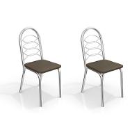 Kit 2 Cadeiras de Cozinha Holanda 2C009  2 Un Cromado/Courano Marrom - Kappesberg - 1