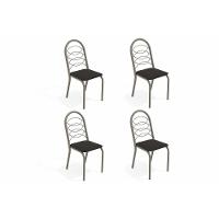 Kit 4 Cadeiras Sala Jantar Holanda 4C009NK  4 Un Níquel/Courano Preto - Kappesberg - 1