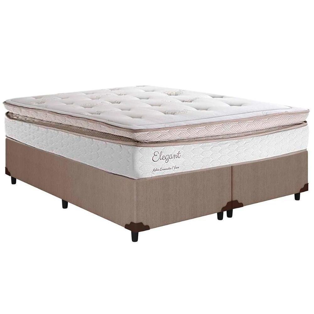 Cama Box King: Colchão Molas Ensacadas Herval MasterPocket Elegant + Base CRC Courano Clean(193x203) - 1