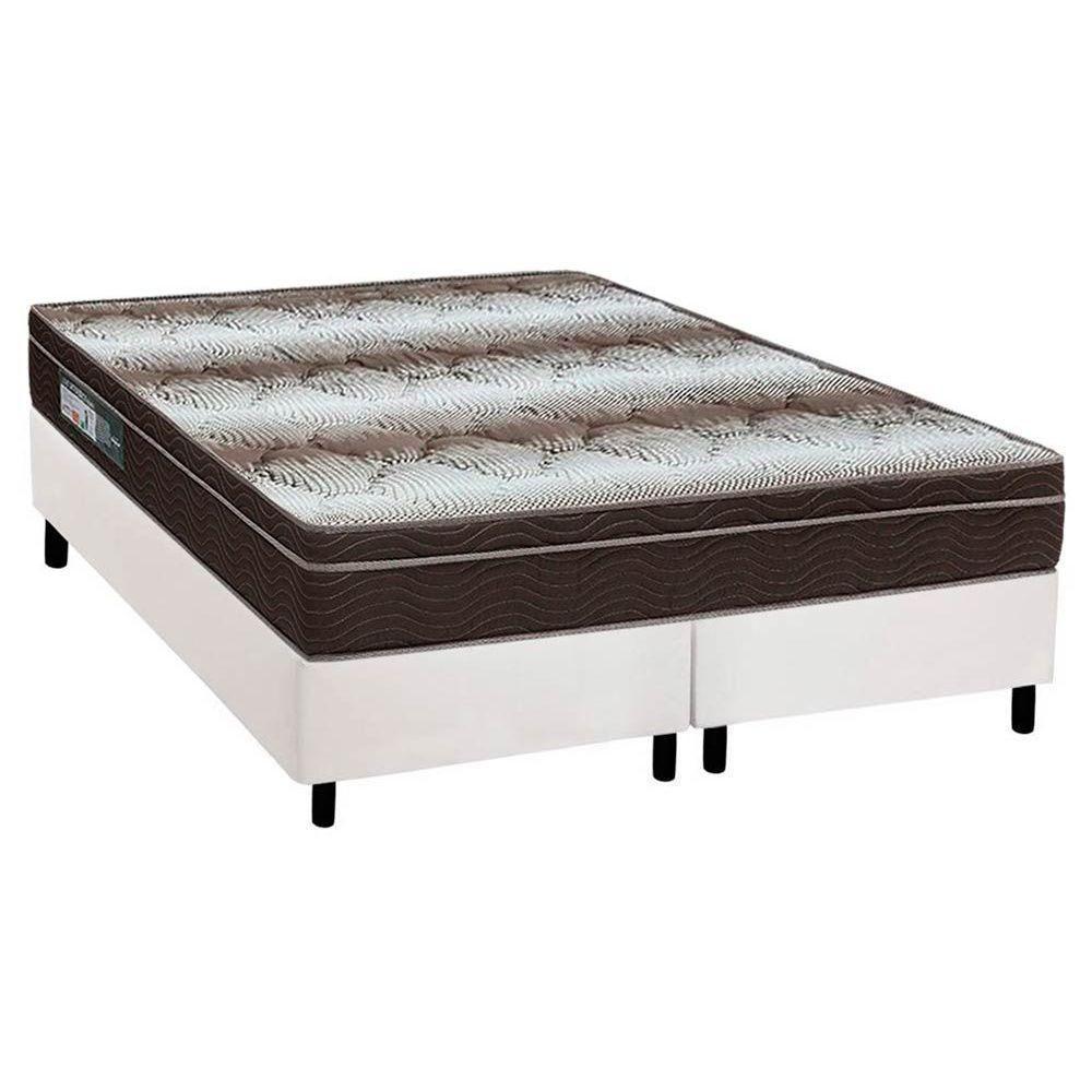 Cama Box Queen: Colchão Ortopédico Ortobom Light OrtoPillow + Base CRC Courano White(158x198) - 1