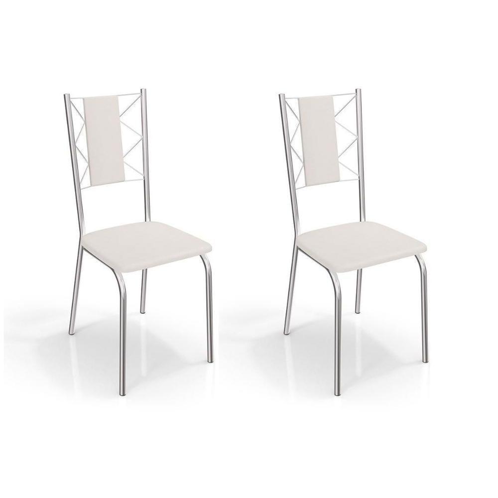 Cadeira de Cozinha Lisboa 2C076 Kit 2 Un Cromado/Courano Branco - Kappesberg - 1