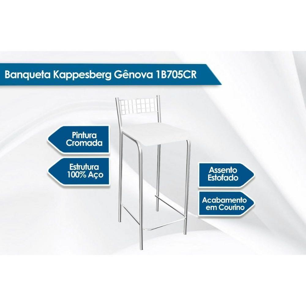 Banqueta de Cozinha Gênova 1B705CR 1 Un Cromado/Courano Branco - Kappesberg - 3