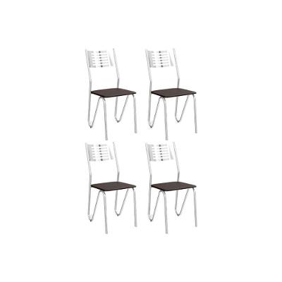 Kit 4 Cadeiras Sala Jantar Nápoles 4C045  4 Un Cromado/Courano Preto - Kappesberg