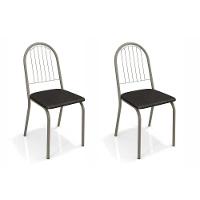 Kit 2 Cadeiras de Cozinha Noruega 2C077NK  2 Un Níquel/Courano Preto - Kappesberg - 1