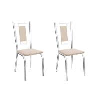 Cadeira de Cozinha Florença 2C005 Kit 2 Un Cromado/Courano Nude - Kappesberg - 1
