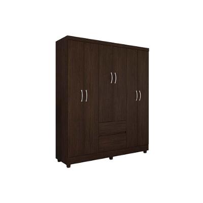 Guarda Roupa Solteiro Flash Ii 6 Portas de Abrir 2 Gavetas Ébano Demóbile