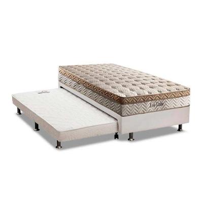 Cama Box c/Auxiliar Solteiro: Colchão Paropas MasterPocket Eco Linho + Base CRC Courano Branco(88x188)