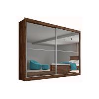 Guarda Roupa Casal 2 Portas de Correr e 4 Gavetas c/ Espelho Verona Plus Braúna - Europa - 1