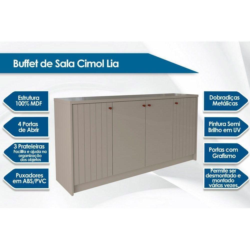Buffet de Sala Jantar Lia 4 Portas Off White - Cimol - 6