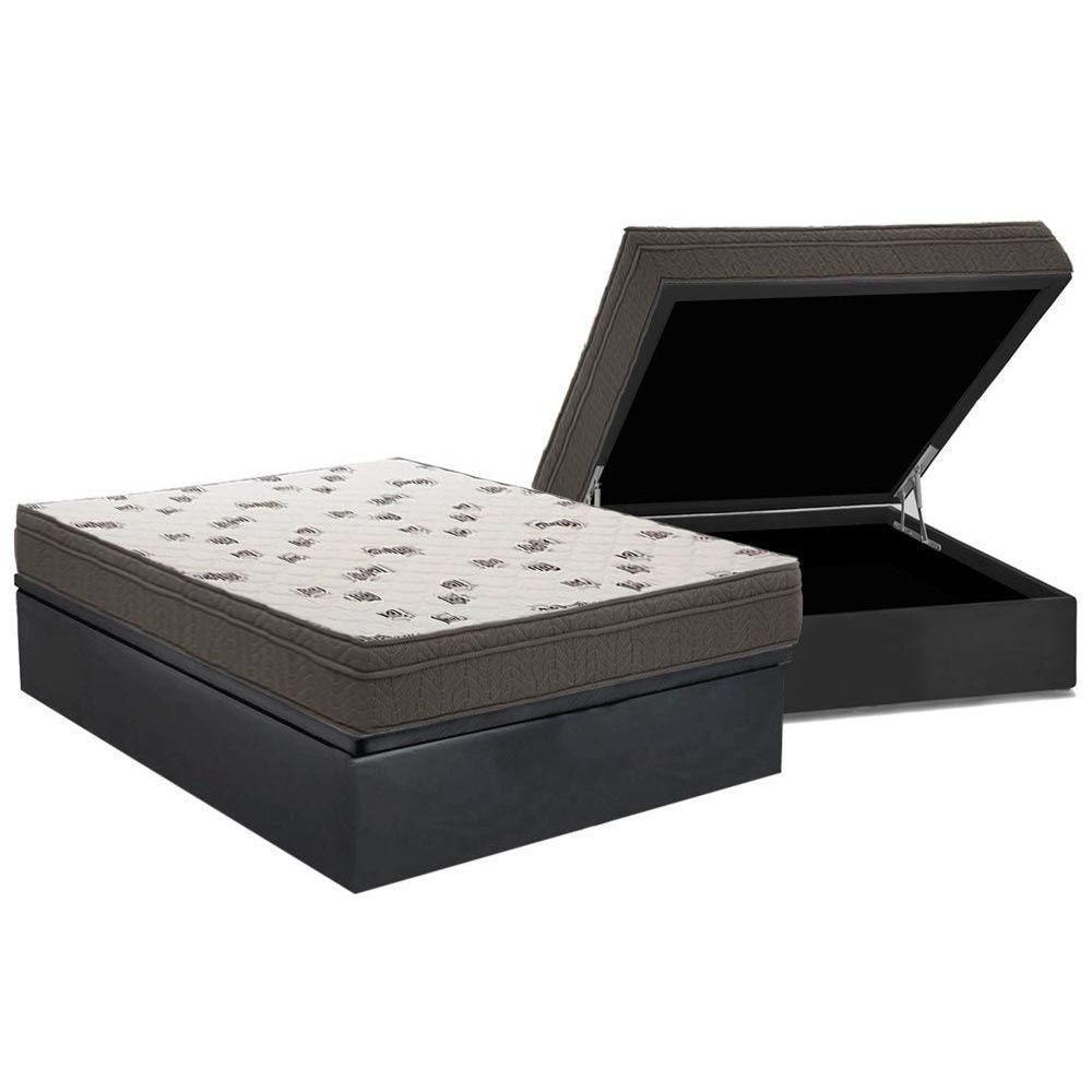 Cama Box Baú Casal: Colchão Espuma D45 Ortobom Light + Base CRC Suede Gray(138x188) - 1