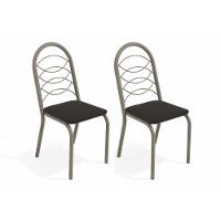 Kit 2 Cadeiras Sala Jantar Holanda 2C009NK  2 Un Níquel/Courano Preto - Kappesberg - 1