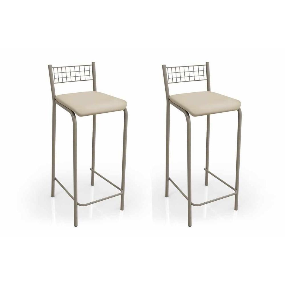 Banqueta Sala de Jantar Gênova 2B705NK Kit 2 Un Níquel/Courano Nude - Kappesberg - 1