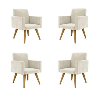 Kit 4 Cadeiras Recepção Poltrona Escritório bege