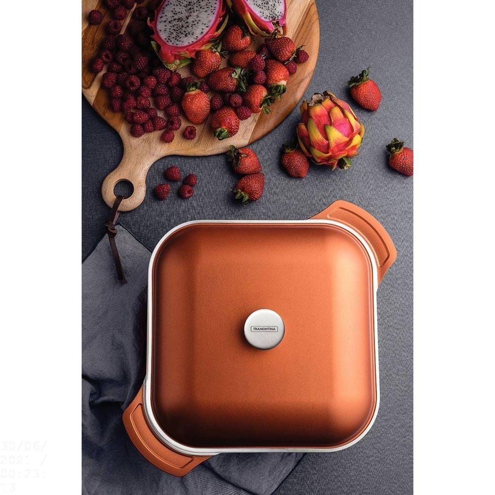 Caçarola Quadrada Lyon Em Alumínio Forjado Com Revestimento Interno E Externo Antiaderent - 1