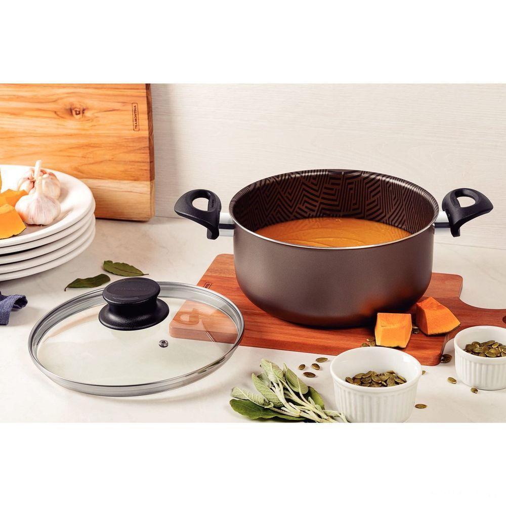 Caçarola Tramontina Paris Antiaderente Starflon Max Chumbo Com Tampa De Vidro 24 Cm 4,9 L Tramontina - 1