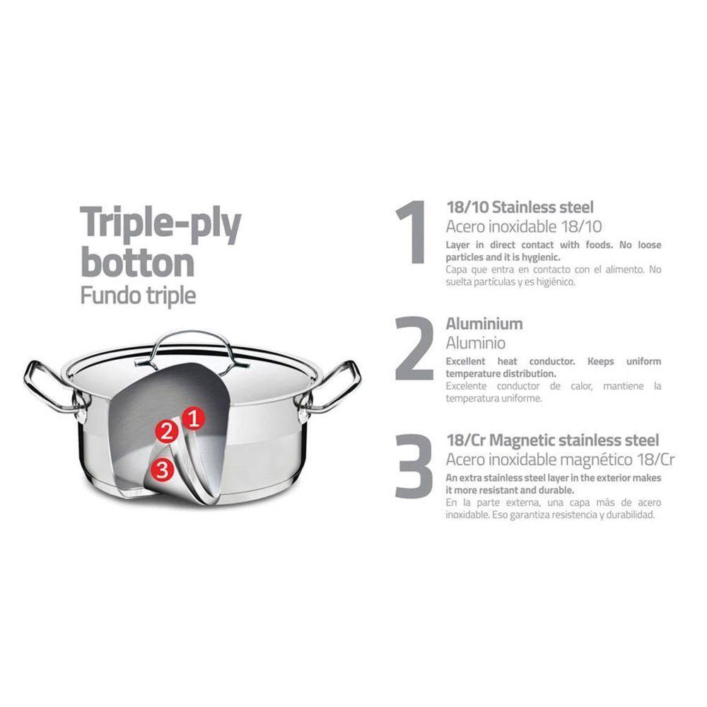 Caldeirão Tramontina Professional Em Aço Inox Fundo Triplo Com Tampa E Alças 28 Cm 15,7 L Tramontina - 2