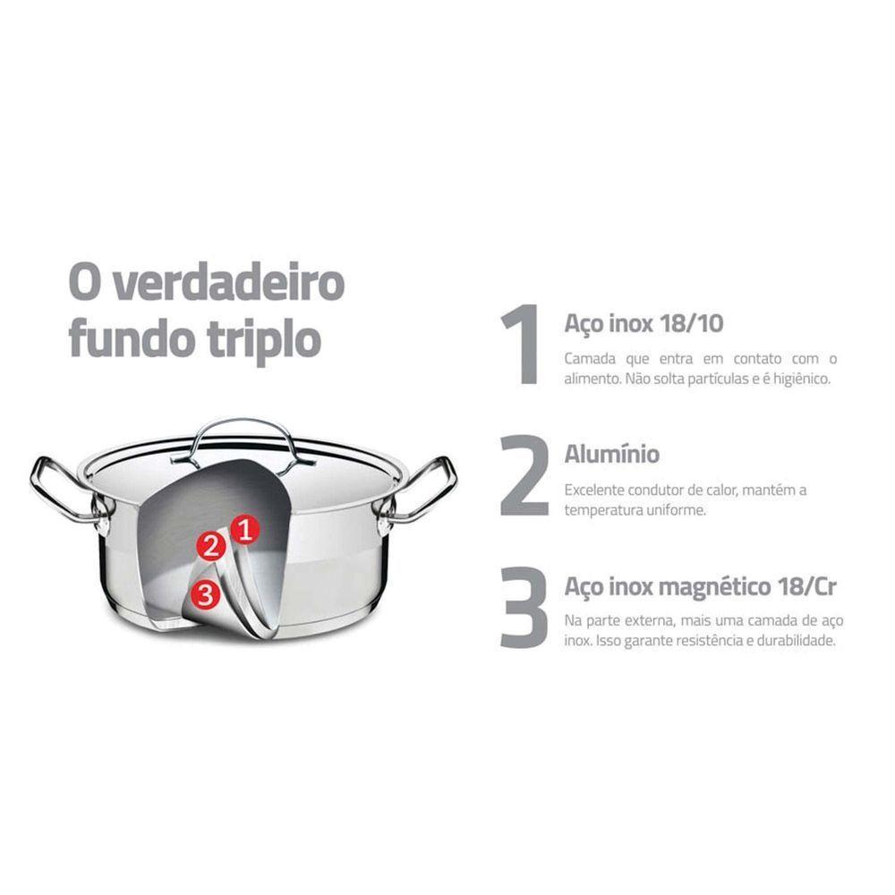 Caldeirão Tramontina Professional Em Aço Inox Fundo Triplo Com Tampa E Alças 28 Cm 15,7 L Tramontina - 5