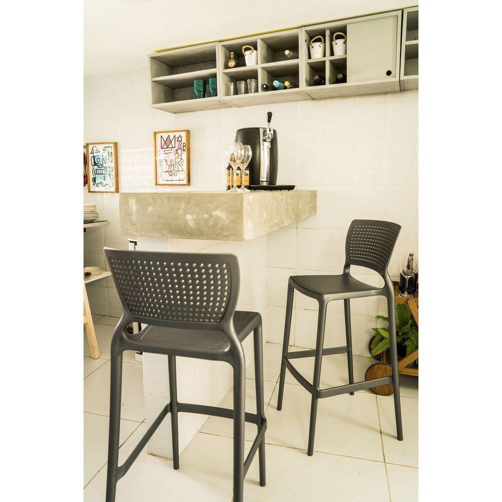 Cadeira Tramontina Safira Alta Bar Em Polipropileno E Fibra De Vidro Grafite Tramontina - 2