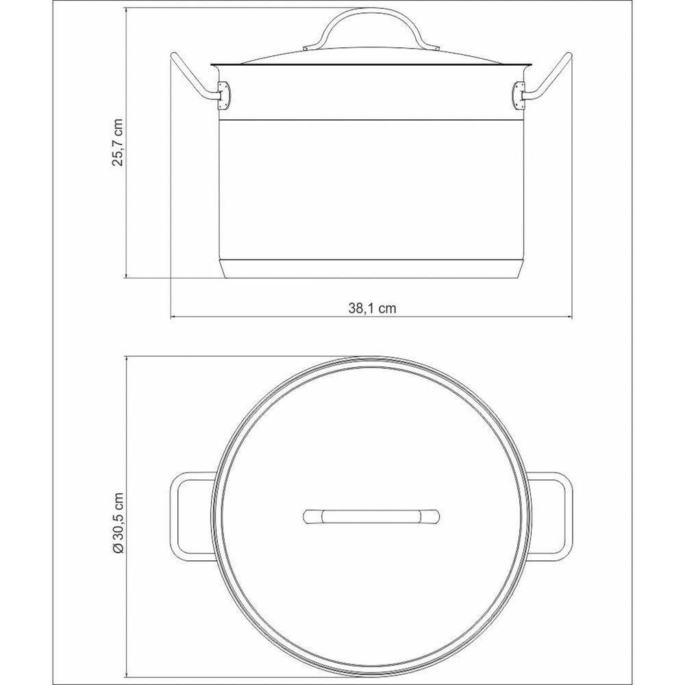 Caldeirão Professional Em Aço Inox Fundo Triplo Com Tampa Plana Detalhe Satinado 28 Cm 11 - 2