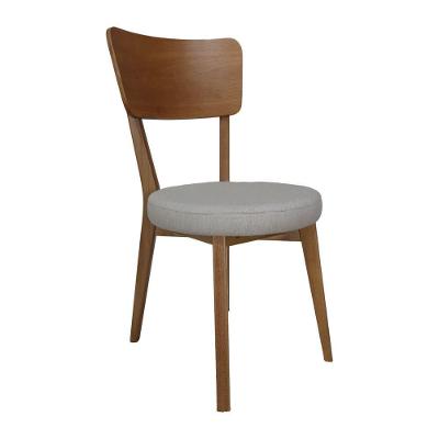 Cadeira Dália Encosto Retangular Em Madeira Maciça Amêndoa E Assento Estofado Tecido Chic