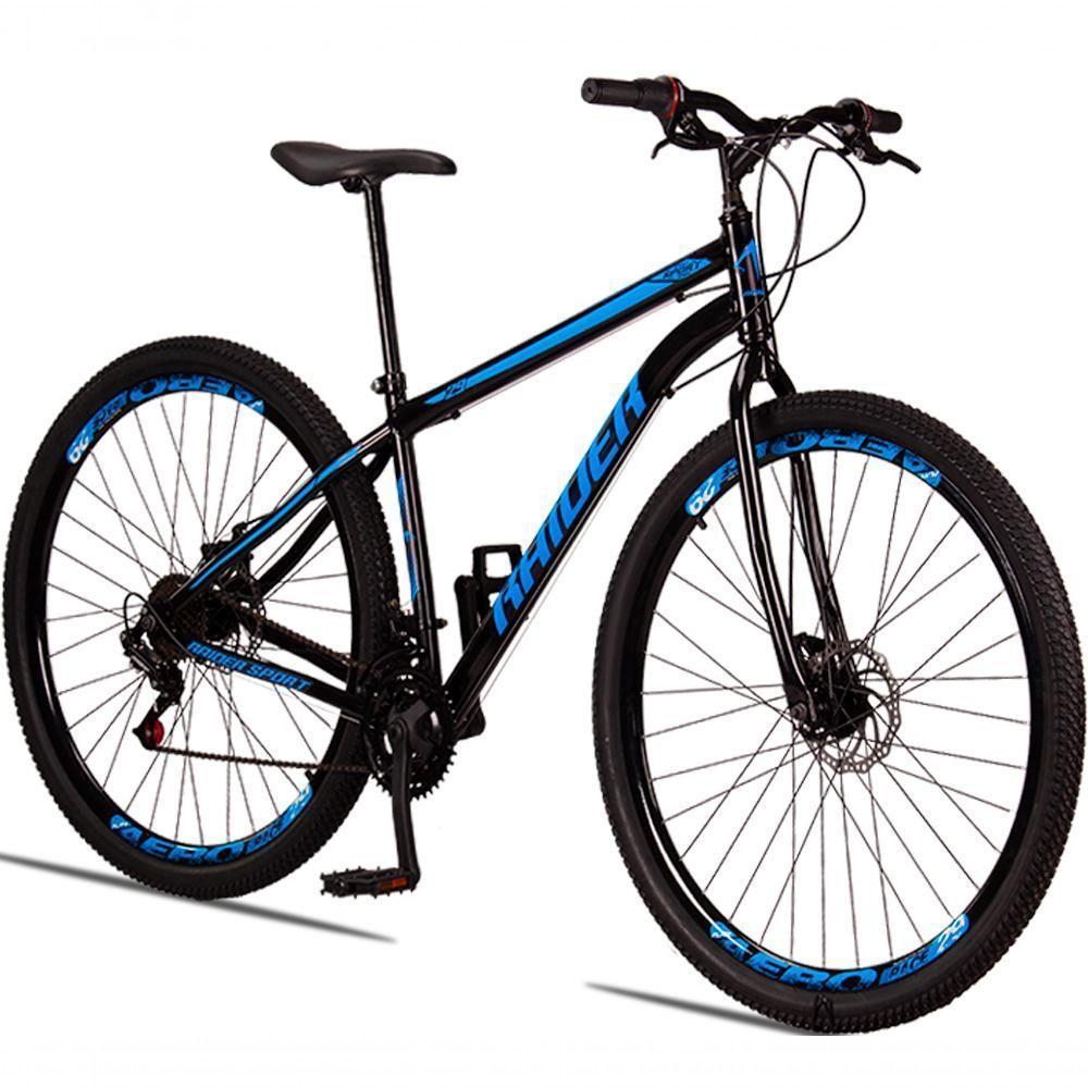 Bicicleta 29 Raider Sport Aço 21 Marchas Freio A Disco Preto+azul - 1