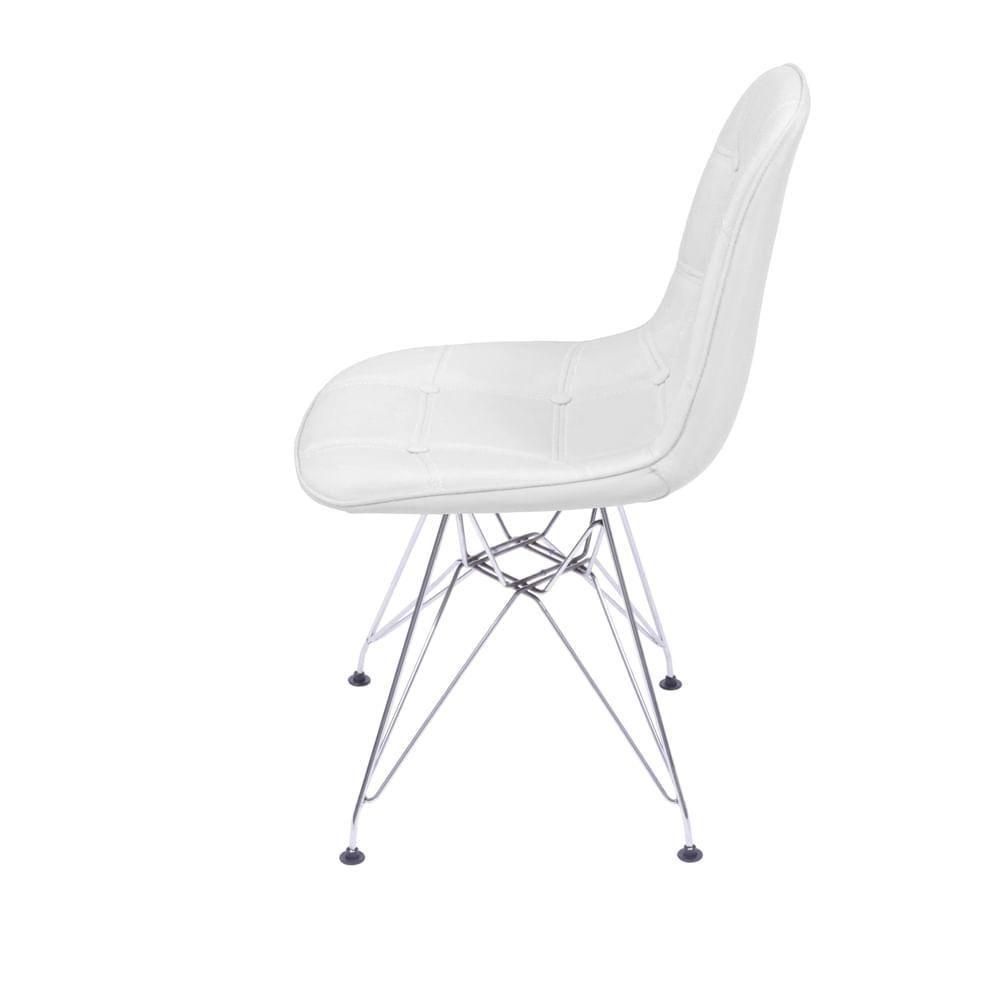 Cadeira Eames Dkr Botonê Assento Pu Branca Base Cromada - 2