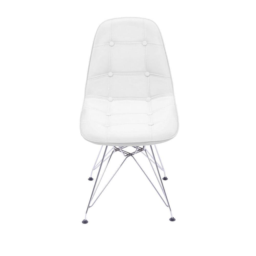 Cadeira Eames Dkr Botonê Assento Pu Branca Base Cromada - 3