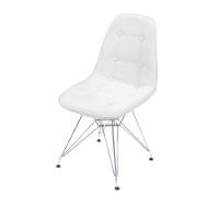 Cadeira Eames Dkr Botonê Assento Pu Branca Base Cromada - 1