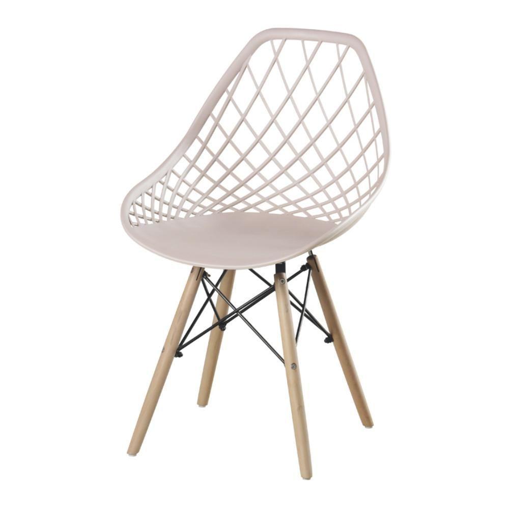 Kit 4 Cadeiras Cloe Kaila Rivatti Polipropileno Nude Base Madeira - 3
